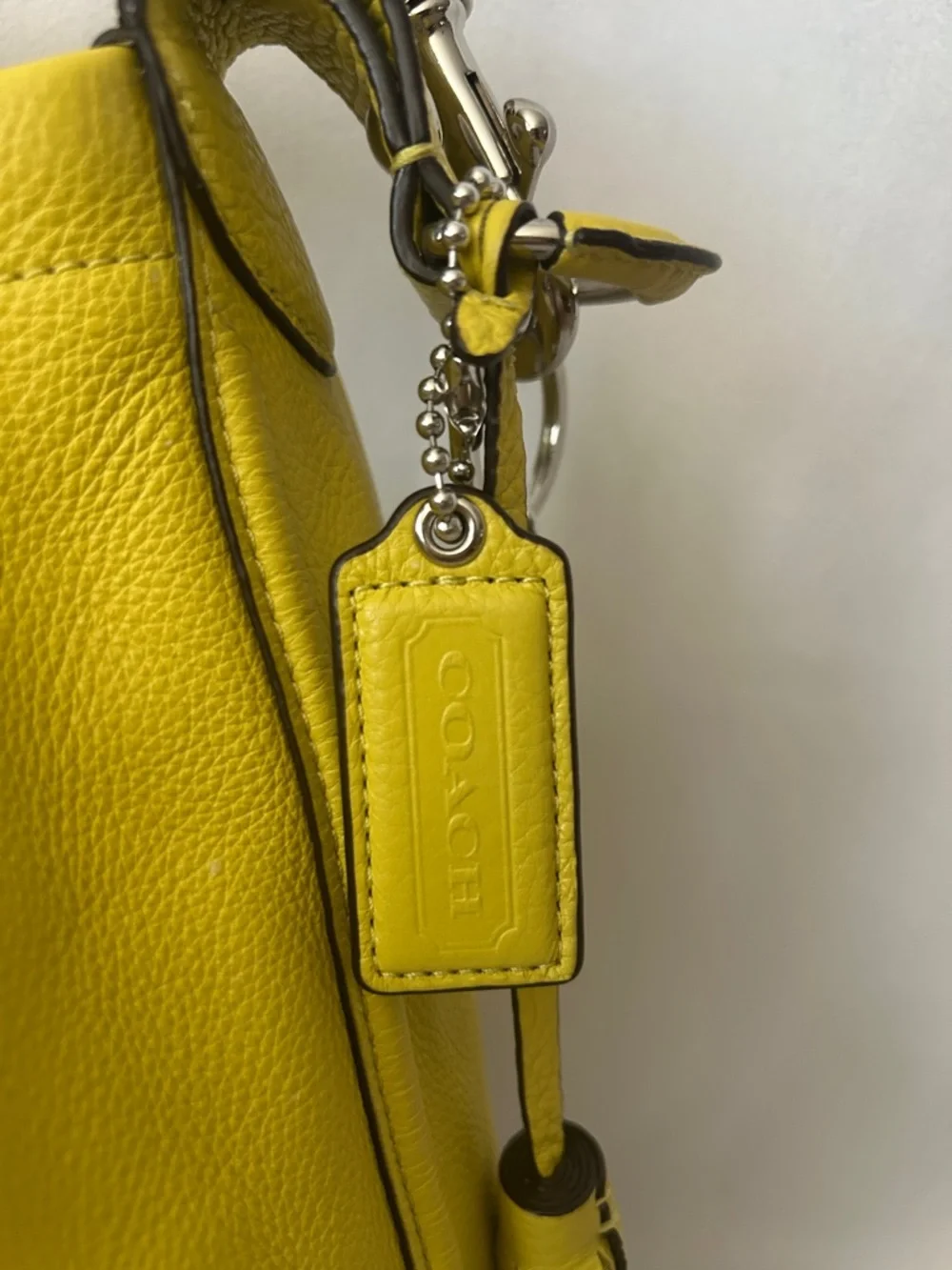 Coach Yellow Pebbled Leather Avery Hobo Tote Shoulder Bag with Purse Charms🌻🌻 - Picture 8 of 12